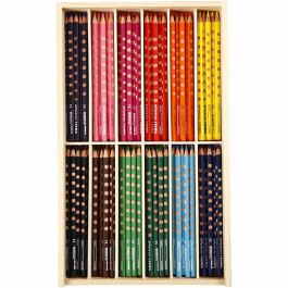 Groove Dunne Kleurpotloden, L: 18 cm, vulling 3,3 mm, diverse kleuren, 12x12 stuk/ 1 doos [HOB-38508]