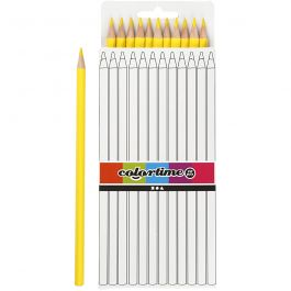 Colortime Kleurpotloden, L: 17 cm, vulling 3 mm, geel, 12 stuk/ 1 doos [HOB-38570]