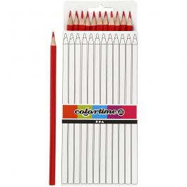 Colortime Kleurpotloden, L: 17 cm, vulling 3 mm, rood, 12 stuk/ 1 doos [HOB-38572]