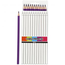 Colortime Kleurpotloden, L: 17 cm, vulling 3 mm, paars, 12 stuk/ 1 doos [HOB-38575]