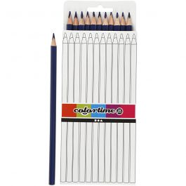 Colortime Kleurpotloden, L: 17 cm, vulling 3 mm, donkerblauw, 12 stuk/ 1 doos [HOB-38577]