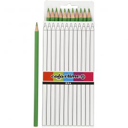 Colortime Kleurpotloden, L: 17 cm, vulling 3 mm, lichtgroen, 12 stuk/ 1 doos [HOB-38578]