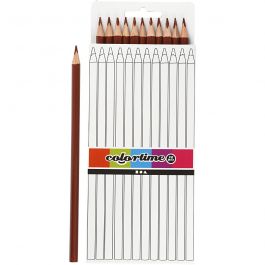 Colortime Kleurpotloden, L: 17 cm, vulling 3 mm, bruin, 12 stuk/ 1 doos [HOB-38580]