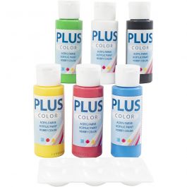 Plus Color Acrylverf, primair kleuren, 6x60 ml/ 1 doos [HOB-39513]