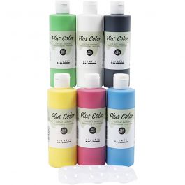 Plus Color Acrylverf, primair kleuren, 6x250 ml/ 1 doos [HOB-39533]