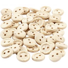 Houten knopen, d 8 mm, 2 gaten, 50 stuk/ 1 doos [HOB-403011]