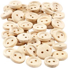 Houten knopen, d 11 mm, 2 gaten, 50 stuk/ 1 doos [HOB-403021]
