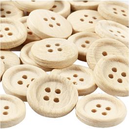 Houten knopen, d 23 mm, 4 gaten, 30 stuk/ 1 doos [HOB-403081]