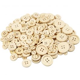 Houten knopen, d 8+11+15+18+23 mm, 440 stuk/ 1 doos [HOB-40309]