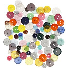 Knopen, d 12+18+20 mm, diverse kleuren, 50 gr, 100 stuk/ 1 doos [HOB-403810]