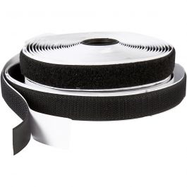 Klitteband haak en lussluiting, zelfklevend, B: 20 mm, zwart, 5 m/ 1 rol [HOB-41021]