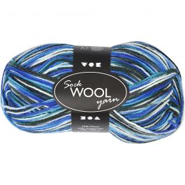 Sokkengaren, L: 200 M, blauw/turquoise harmonie, 50 gr/ 1 bol [HOB-41322]