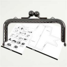 Portemonnee gesp kit, afm 10 cm, donker metallic grijs, 1 stuk [HOB-41359]