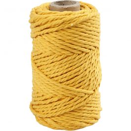 Macramé koord, L: 55 M, d 4 mm, geel, 330 gr/ 1 rol [HOB-414752]