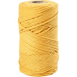 Macramé Koord, L: 198 M, d 2 mm, geel, 330 gr/ 1 rol [HOB-414762]