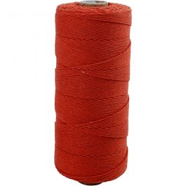 Macramé koord, L: 315 M, dikte 1 mm, Dunne kwaliteit 12/12, rood, 220 gr/ 1 bol [HOB-41506]