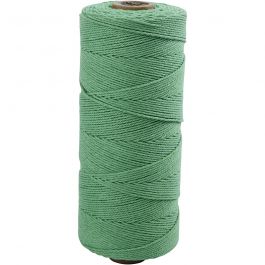 Macramé koord, L: 315 M, dikte 1 mm, Dunne kwaliteit 12/12, lichtgroen, 220 gr/ 1 bol [HOB-41514]