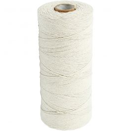 Katoendraad, L: 700 M, Extra dunne kwaliteit 12/6, licht naturel, 250 gr/ 1 bol [HOB-41570]