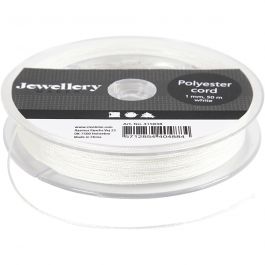 Polyester koord, dikte 1 mm, wit, 50 m/ 1 rol [HOB-415838]