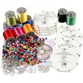 Kumihimo Klassenset, neon kleuren, sterke kleuren, 1 set [HOB-41591]