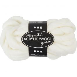 XL Garen van Acryl, L: 15 M, afm mega, off-white, 300 gr/ 1 bol [HOB-42167]