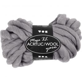 XL Garen van Acryl, L: 15 M, afm mega, grijs, 300 gr/ 1 bol [HOB-42168]