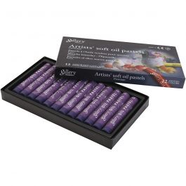 Gallery Oliepastel, L: 7 cm, d 11 mm, dikte 11 mm, paars, 12 stuk/ 1 doos [HOB-425344]