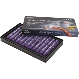 Gallery Oliepastel, L: 7 cm, d 11 mm, dikte 11 mm, violet, 12 stuk/ 1 doos [HOB-425346]