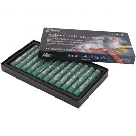 Gallery Oliepastel, L: 7 cm, d 11 mm, dikte 11 mm, emerald green, 12 stuk/ 1 doos [HOB-425365]