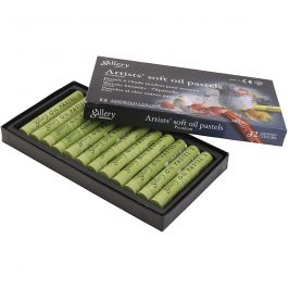 Gallery Oliepastel, L: 7 cm, d 11 mm, dikte 11 mm, olijf, 12 stuk/ 1 doos [HOB-425368]