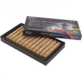 Gallery Oliepastel, L: 7 cm, d 11 mm, dikte 11 mm, ochre, 12 stuk/ 1 doos [HOB-425372]