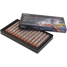 Gallery Oliepastel, L: 7 cm, d 11 mm, dikte 11 mm, burnt orange, 12 stuk/ 1 doos [HOB-425374]