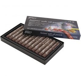 Gallery Oliepastel, L: 7 cm, d 11 mm, dikte 11 mm, bruin, 12 stuk/ 1 doos [HOB-425375]