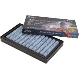 Gallery Oliepastel, L: 7 cm, d 11 mm, dikte 11 mm, grijs, 12 stuk/ 1 doos [HOB-425382]