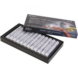 Gallery Oliepastel, L: 7 cm, d 11 mm, dikte 11 mm, grey metal, 12 stuk/ 1 doos [HOB-425388]