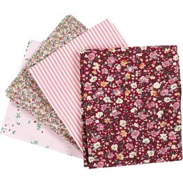 Patchwork stof, afm 45x55 cm, 100 gr, roze, 4 stuk/ 1 bol [HOB-441832]