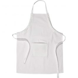 Schort met zak, L: 84 cm, B: 65 cm, afm M-XL cm, 210 gr, wit, 1 stuk [HOB-444640]