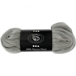 Merino Wol, dikte 21 my, grijs, 100 gr/ 1 doos [HOB-46084]