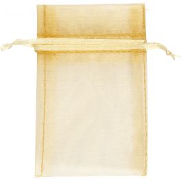 Organza zakjes, afm 7x10 cm, goud, 10 stuk/ 1 doos [HOB-4743919]