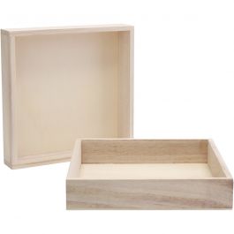Houten frame met rand, afm 16,2x16,2x3 cm, 10 stuk/ 1 doos [HOB-668216]