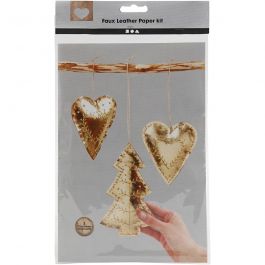 Faux Leather Kerstdecoraties, dikte 0,55 mm, goud, 1 set [HOB-498826]