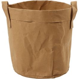 Faux Leather opslagzak, H: 20 cm, d 19,5 cm, 350 gr, lichtbruin, 1 stuk [HOB-49889]