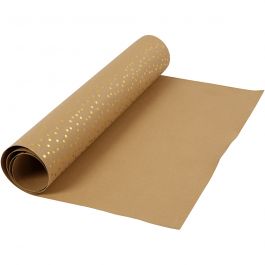 Faux Leather Papier, B: 50 cm, unikleurig,met folie, 350 gr, lichtbruin, goud, 1 m/ 1 rol [HOB-498958]