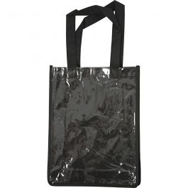 Tas met plastic voorkant, afm 30x23x7 cm, zwart, 1 stuk [HOB-499310]