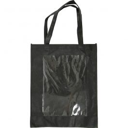 Tas met plastic voorkant, afm 42x34x12 cm, zwart, 1 stuk [HOB-49982]