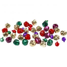 Belletjes, d 10+14 mm, metallic kleuren, 24 div/ 1 doos [HOB-500210]