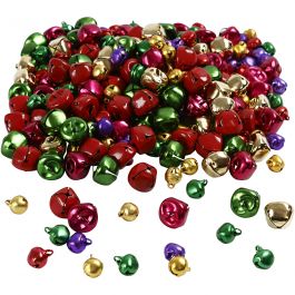 Belletjes, d 10+14 mm, metallic kleuren, 320 div/ 1 doos [HOB-50021]