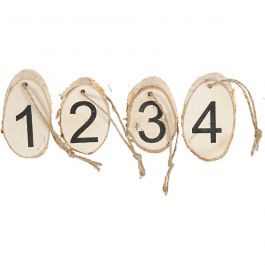 Houten schijven met adventcijfers, 4 stuk/ 1 doos [HOB-50279]