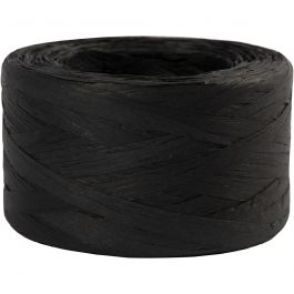 Papier Raffia Garen, B: 7-8 mm, zwart, 100 m/ 1 rol [HOB-503292]