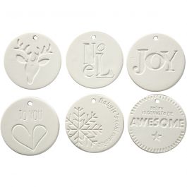 Ornamenten om te hangen, afm 7x7 cm, dikte 0,6 cm, wit, 24 stuk/ 1 doos [HOB-50494]
